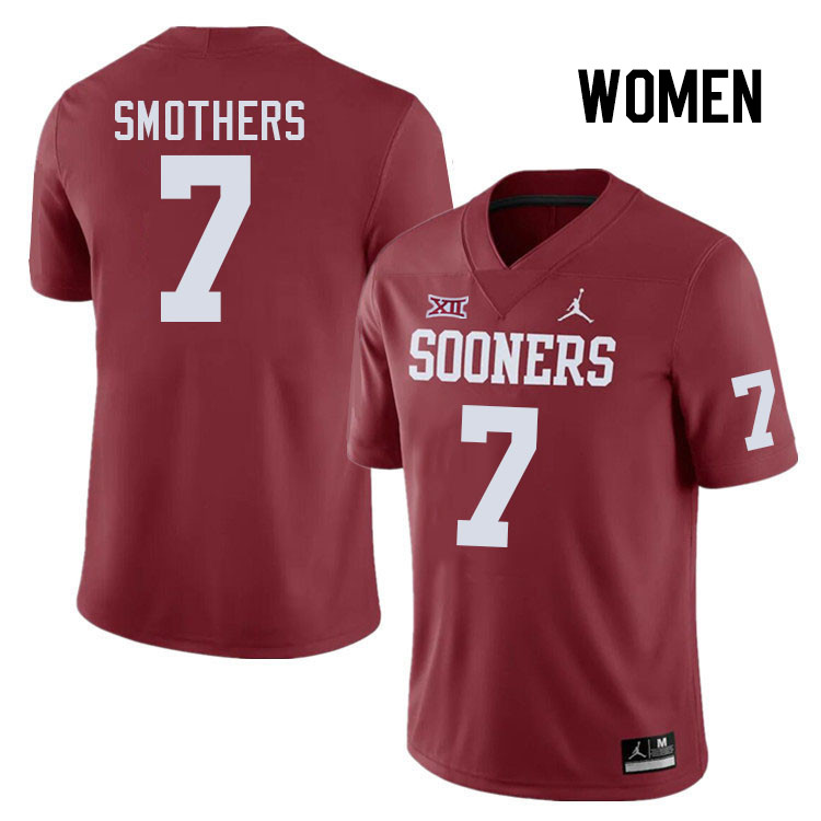 Women #7 Daylan Smothers Oklahoma Sooners College Football Jerseys Stitched-Crimson